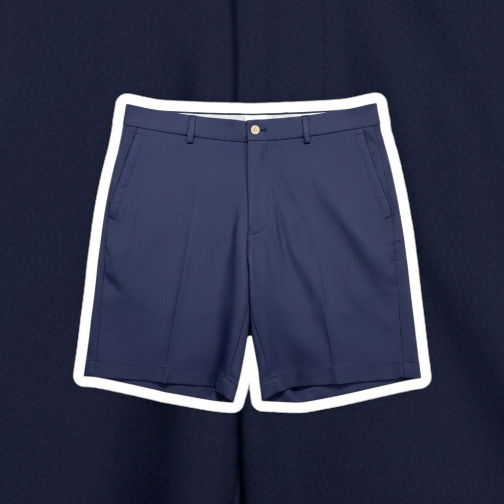 Peter Millar Men Golf Shorts 33 Navy Blue Performance Flat Front Casual Classic